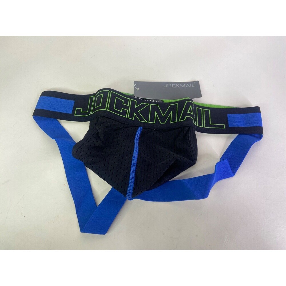 Jockmail Jock Mail Jockstrap Jock Strap Underwear Two Tone Black Blue Mens M